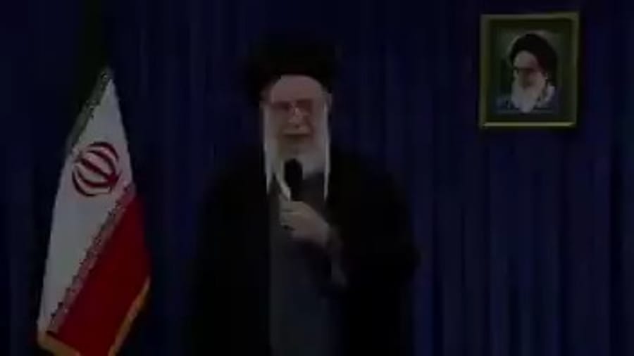 Khamenei, leader of Iran appears in a pre-recorded video message in bad shape