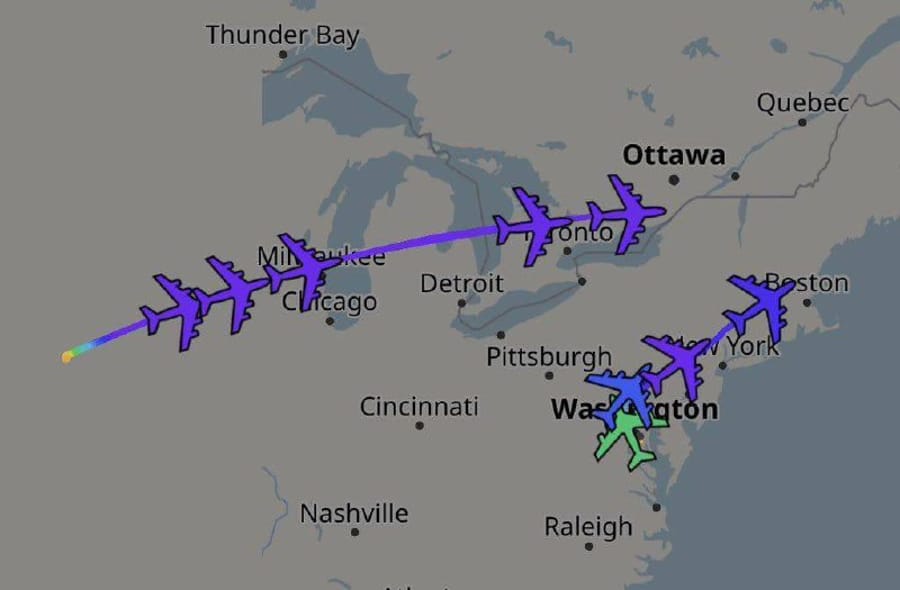 American refueling tankers en route to the Middle East