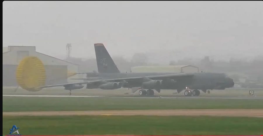B-52 bombers land at RAF Fairford in the United Kingdom