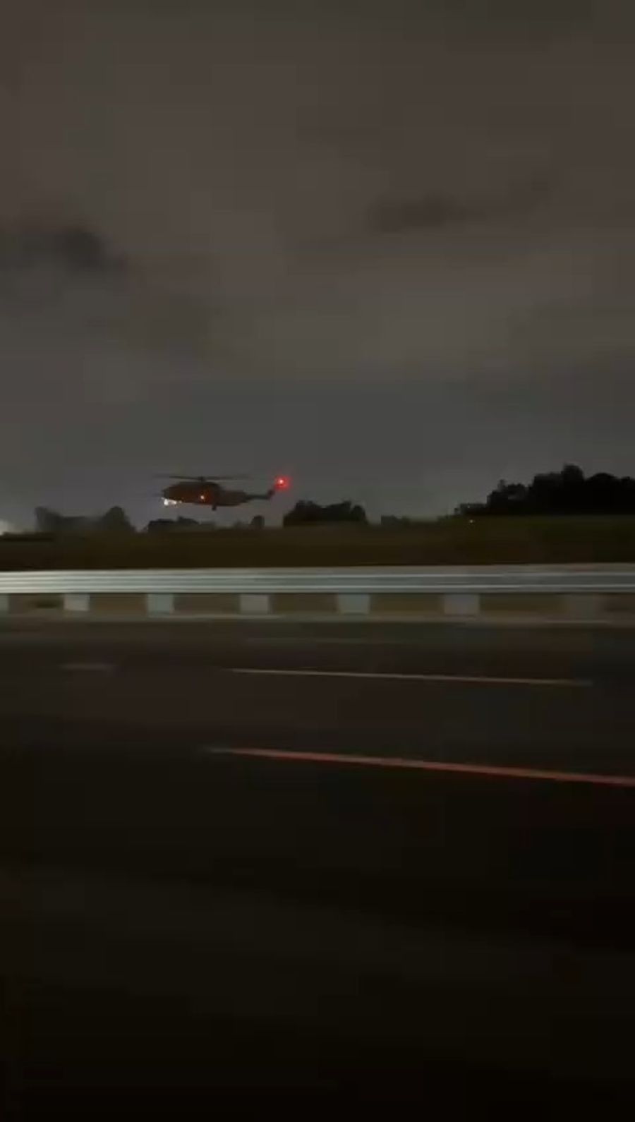 Helicopter transfers wounded, as seen from Route 4