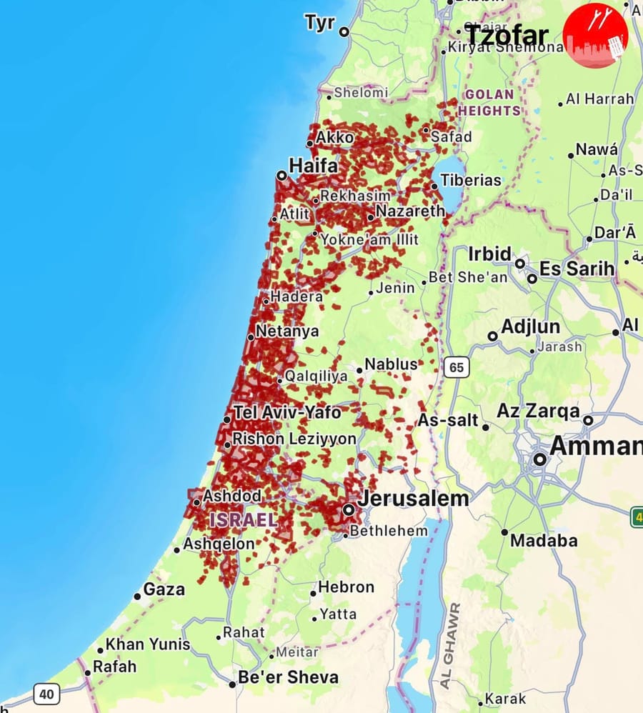 Iran launches projectiles toward central and northern Israel