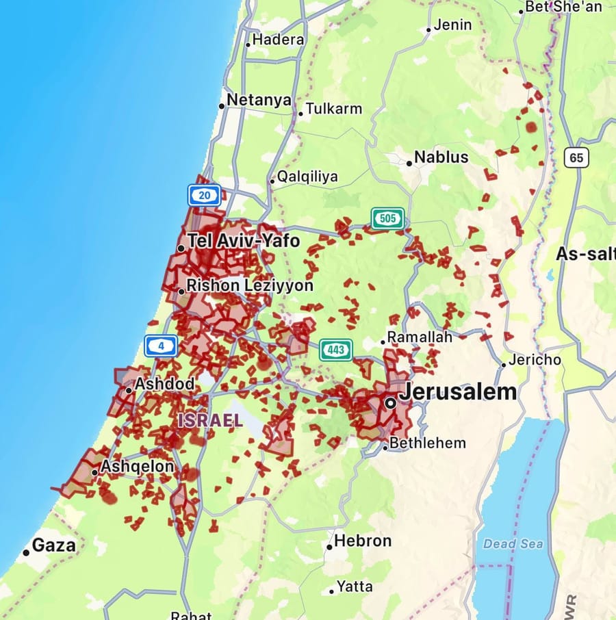 Missile launched from Iran toward central Israel