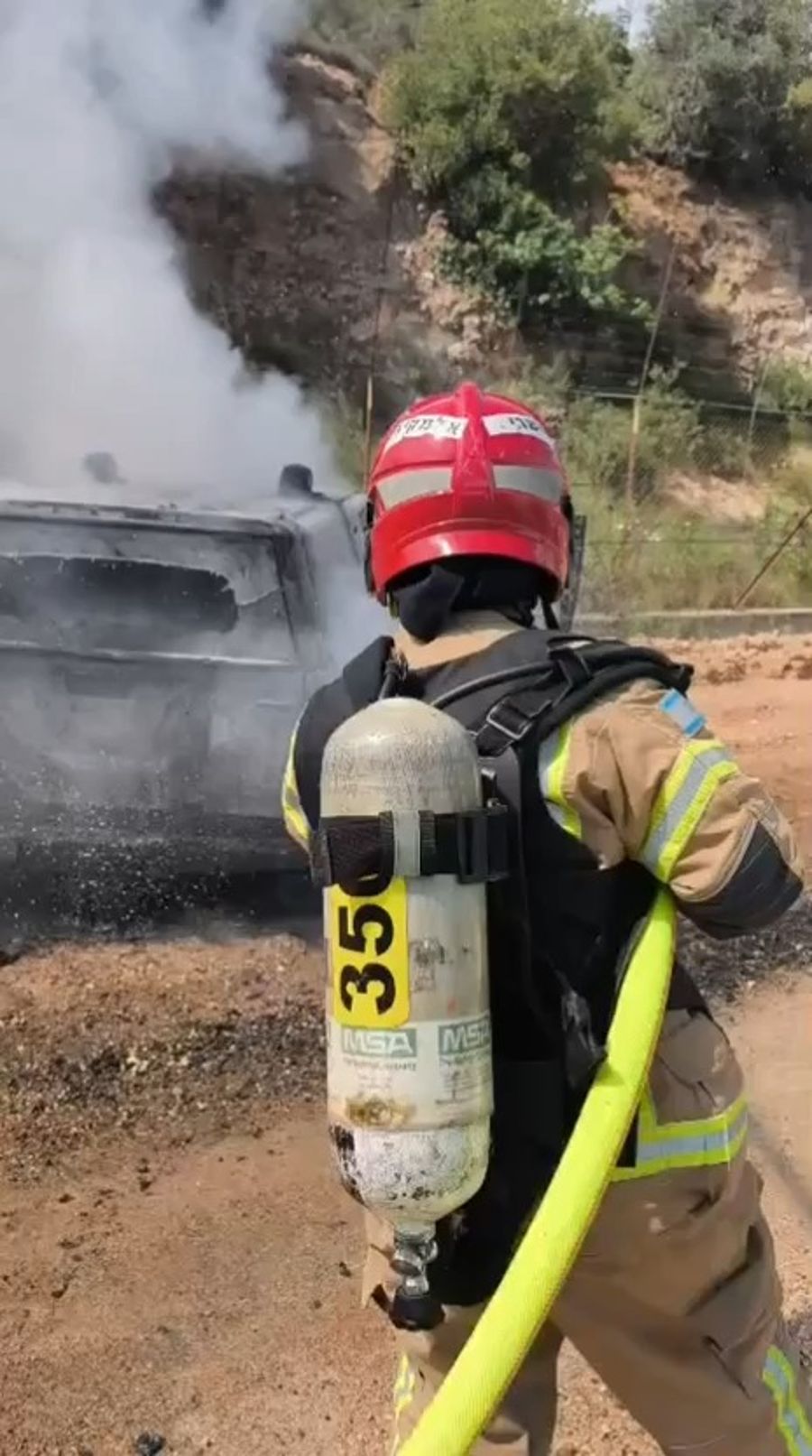 A car was set on fire by today's Hezbollah drone strike.