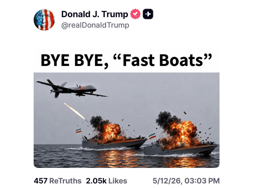 Trump trolls Iran, "Bye Bye, 'fast boats'"