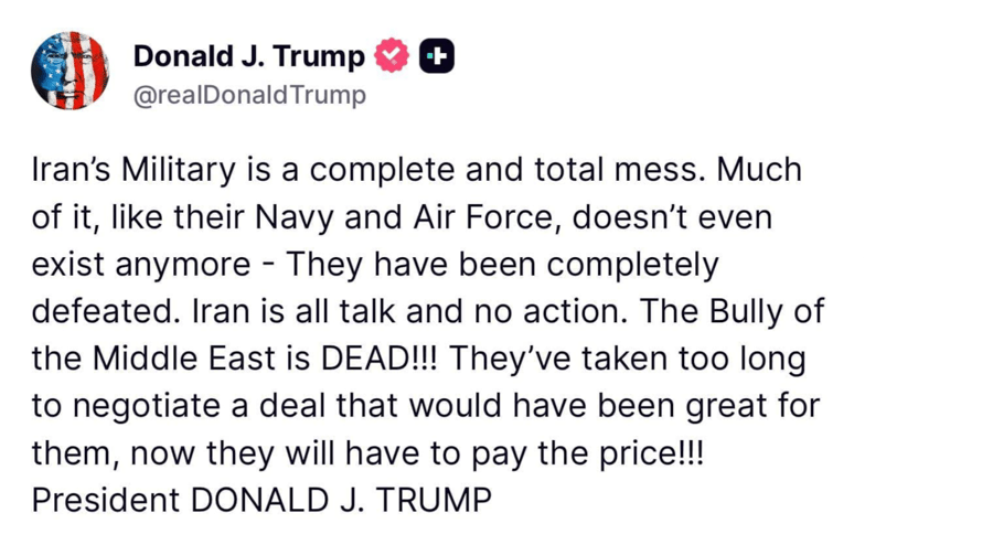 Trump: Iran has taken too long to make a deal, now they have to pay the price