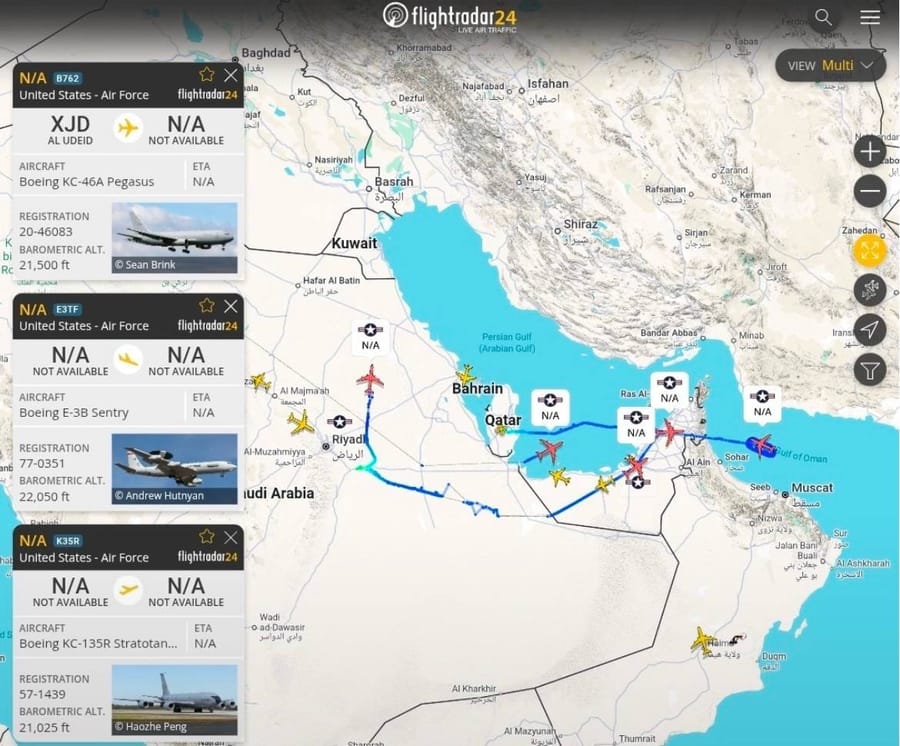 US Early Warning, Refueling Aircraft Deploy Across Middle East Bases