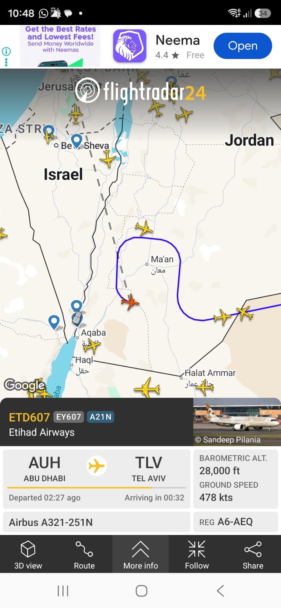 Iran Missiles Near Aqaba and Eilat Affect Etihad, Arkia, and Royal Jordanian Flights