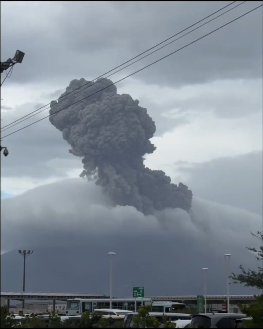 Erupting volcano