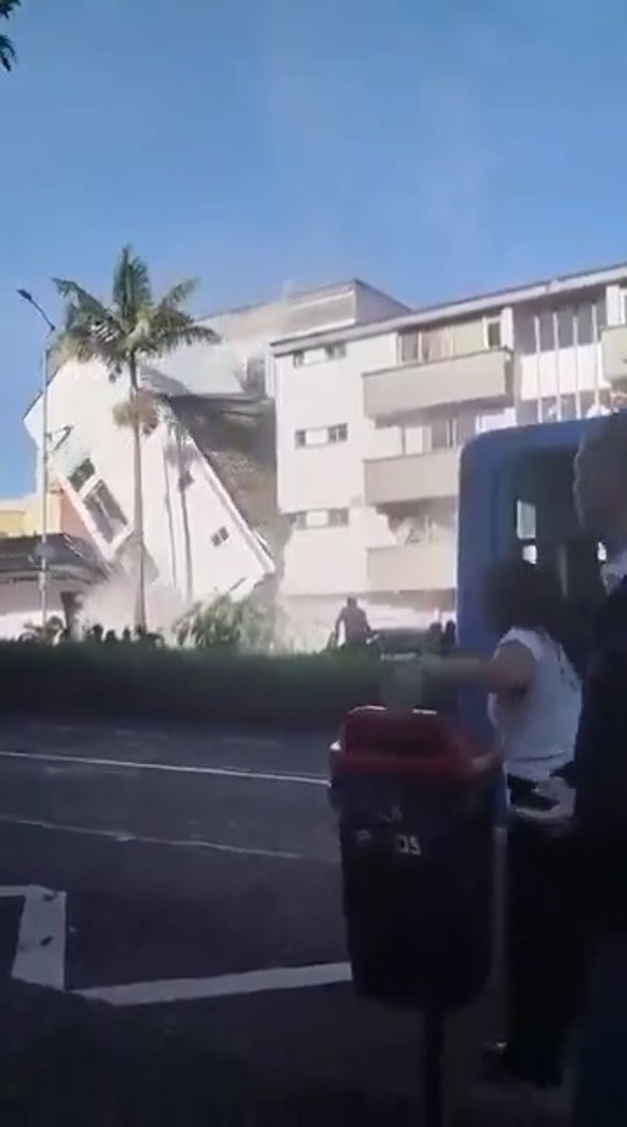Building collapses from earthquake