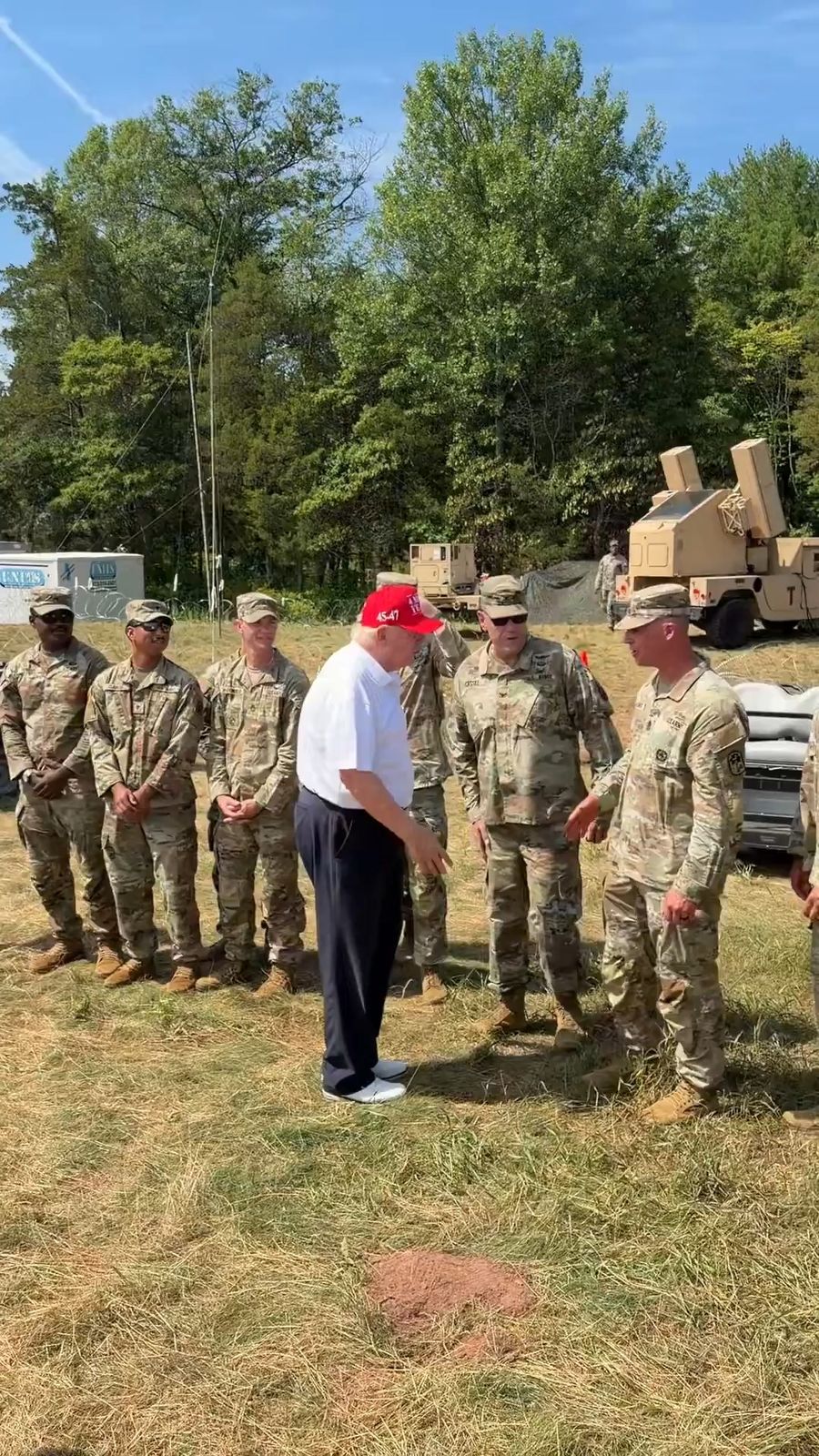 Avenger air defense missile batteries protecting Trump.