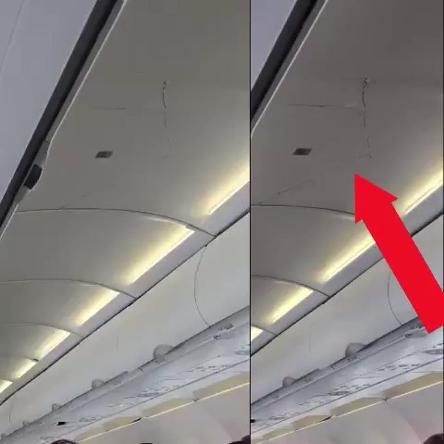 An Air India plane after dropping 300 feet in the air.