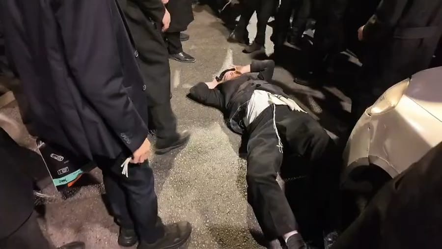 Demonstrating against the Karlin-Stolin Rebbe