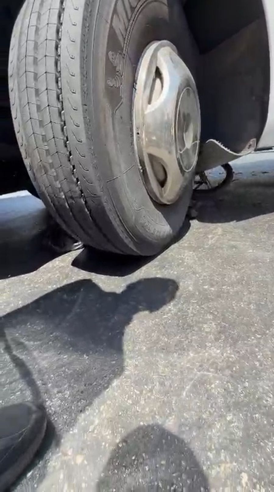 Bicycle under a bus
