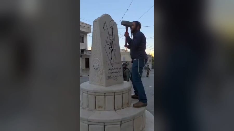 MK Tzvi Sukkot Destroys Memorial to Terrorist