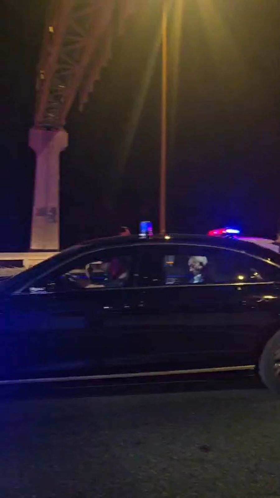 Netanyahu inside the vehicle in the convoy en route to Ben Gurion Airport