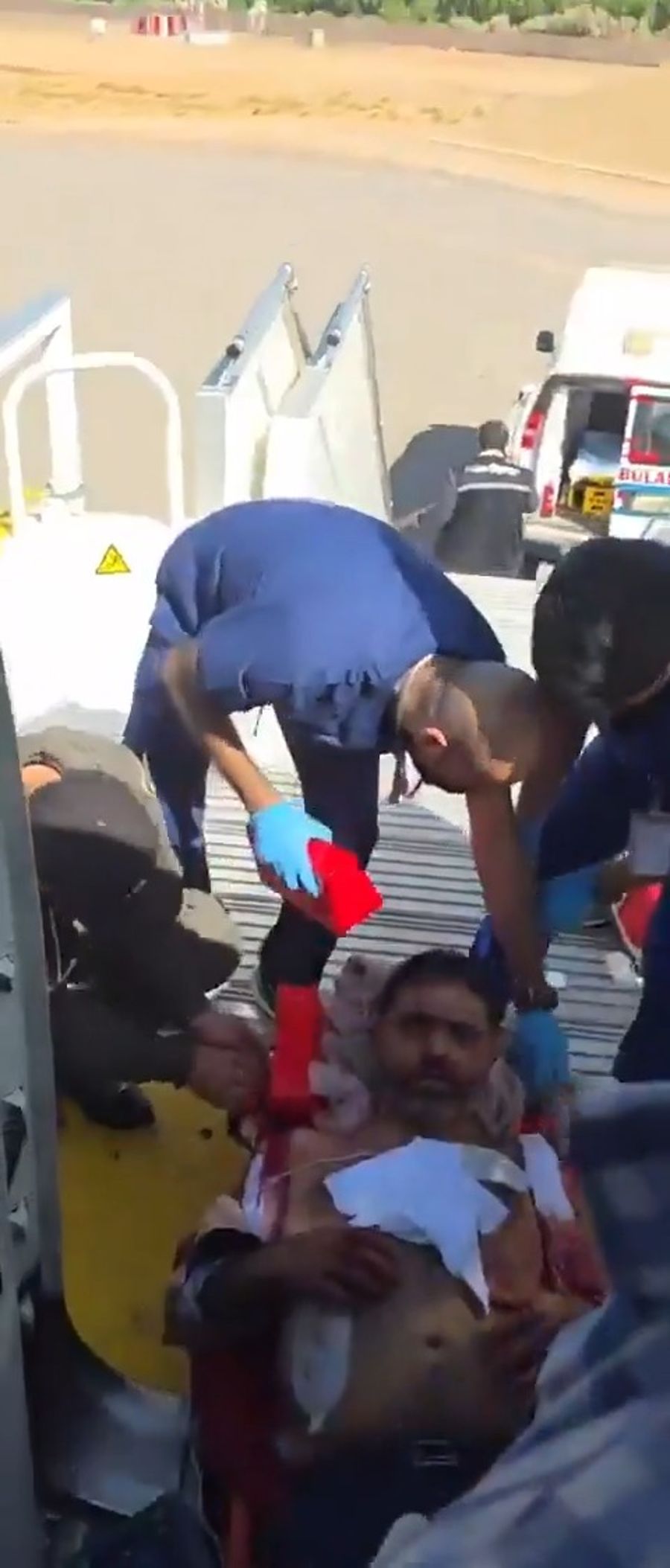 Moments after the emergency landing (warning: graphic images)