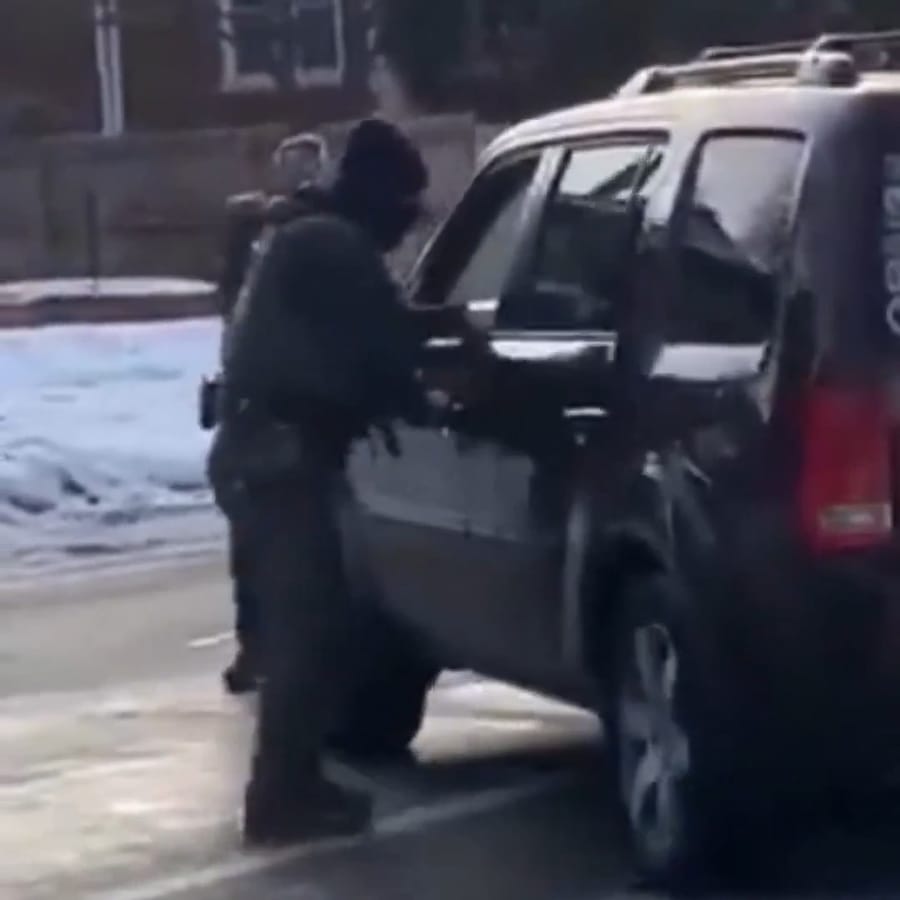 Slow-motion footage of the shooting