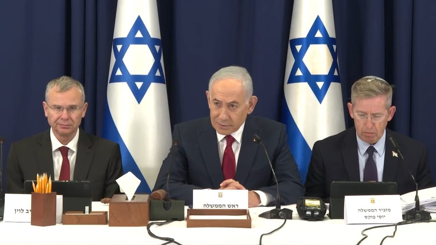 Netanyahu at the opening of the cabinet meeting