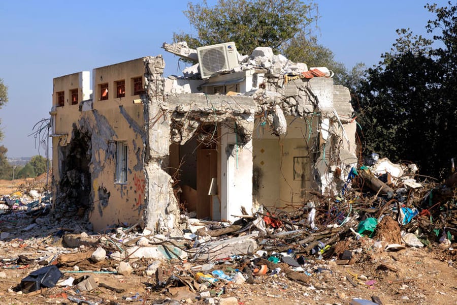 Destruction in the Gaza envelope immediately after the Hamas attack