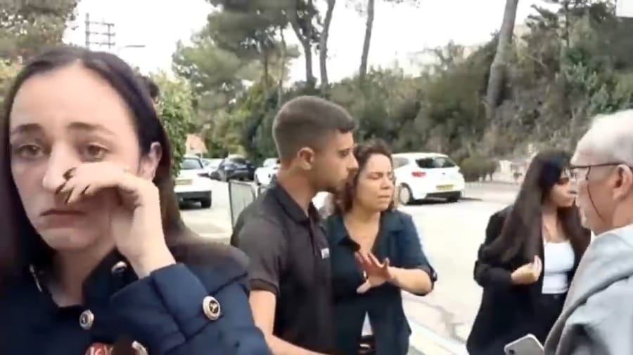 Gal Tubi confronted by activists in Haifa