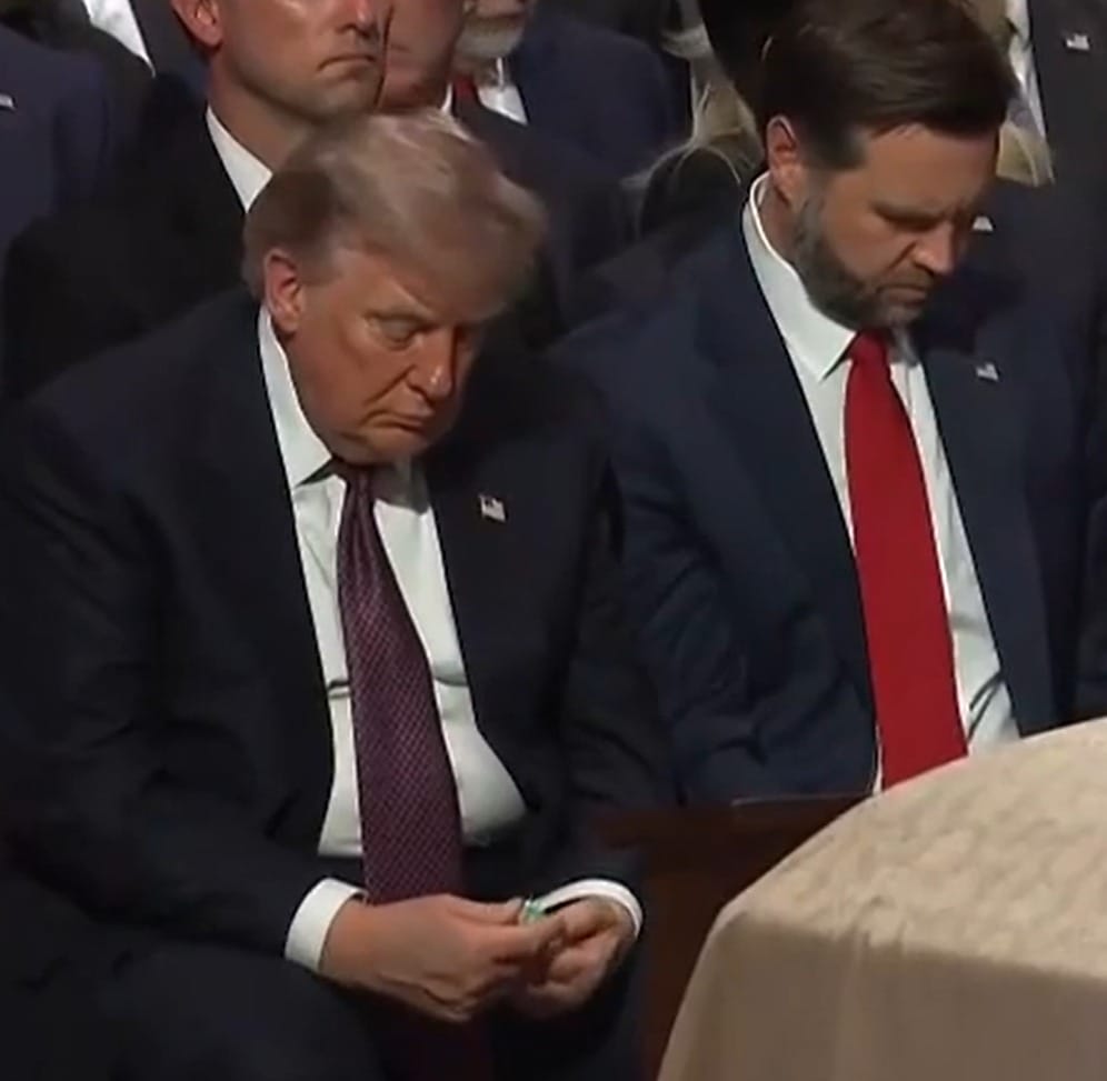 Trump Holding Tic-Tac at Cenator Graham funaral 