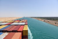Shipping in the Suez Canal.