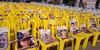 Empty chairs in support of Israeli hostages
