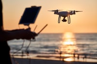 Aerial drones over beach