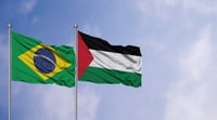 Brazil and Palestinian flags