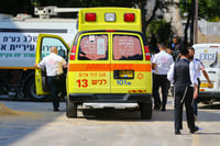 Magen David Adom ambulance at scene of the crim