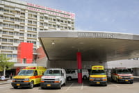 Ambulances outside the Rambam Hospital in Haifa