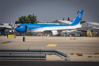 The official airplane of the Israeli Prime Minister “Knaf Zion” or “Wing of Zion” at Ben Gurion International Airport 