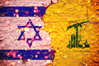 Israel Flag; Hezbollah flag