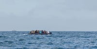 Lifeboat of civilians after boat capsized