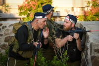 Katsrin emergency squad train with the IDF, Katsrin, Golan Heights 