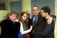 Elhanan Tannenbaum with his family at the Ben Gurion Airport after immediate release from captivity from Hezbollah on Janurary 29, 2005 