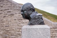 A bust of Winston Churchill