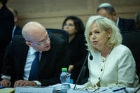 Israeli attorney general Gali Baharav Miara and State Prosecutor Amit Eisman at Israeli Parliament in Jerusalem, on November 18, 2024