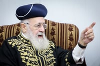 Rabbi Yitzhak Yosef during a shaharit prayer in the northern Israeli city of Tzfat, September 17, 2024