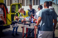 Wounded Israelis arrive to the Soroka Medical center in Beer Sheva, southern Israel, October 7, 2023.