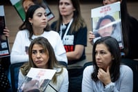 Families of Israelis held hostage in the Gaza Strip attend the Israeli parliament in Jerusalem on November 11, 2024.