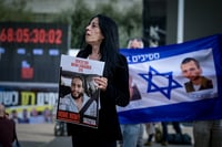 Einav Tzengauker at a press conference in Tel Aviv on January 17, 2024