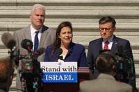 Elise Stefanik speaking at pro-Israel rally 