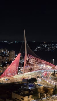 Lighting up the Chords Bridge for the Bibas family.