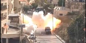 A terrorist threw a bomb at fighters; A soldier was slightly injured. Watch