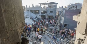 Bomb fallout in Gaza.