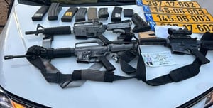 The weapons seized at the scene