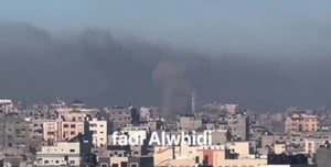The smoke is rising in the north of the Gaza Strip