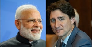Canadian Prime Minister Justin Trudeau and Indian Prime Minister Narendra Modi 