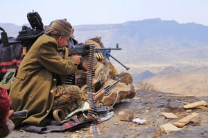 Archive. Soldier fighting against the Houthis